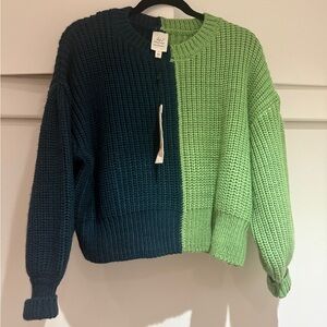 Cinq à Sept Dual-Tone Blue and Green Sweater